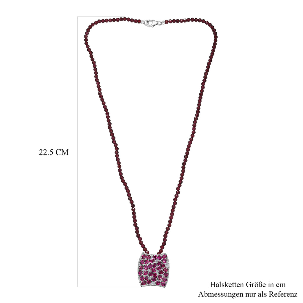 D'Joy Natürlicher Rhodolith Granat Schmuckset ca. 50 cm 925 Silber rhodiniert ca. 51,52 ct.