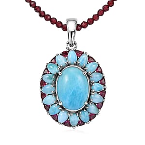 D'Joy Larimar Schmuckset ca. 50 cm 925 Silber Rhodiniert ca. 69,81 ct.