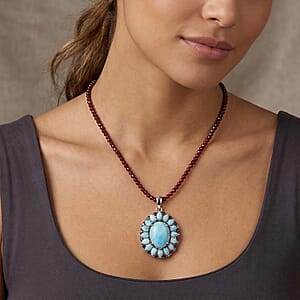 D'Joy Larimar Schmuckset ca. 50 cm 925 Silber Rhodiniert ca. 69,81 ct.