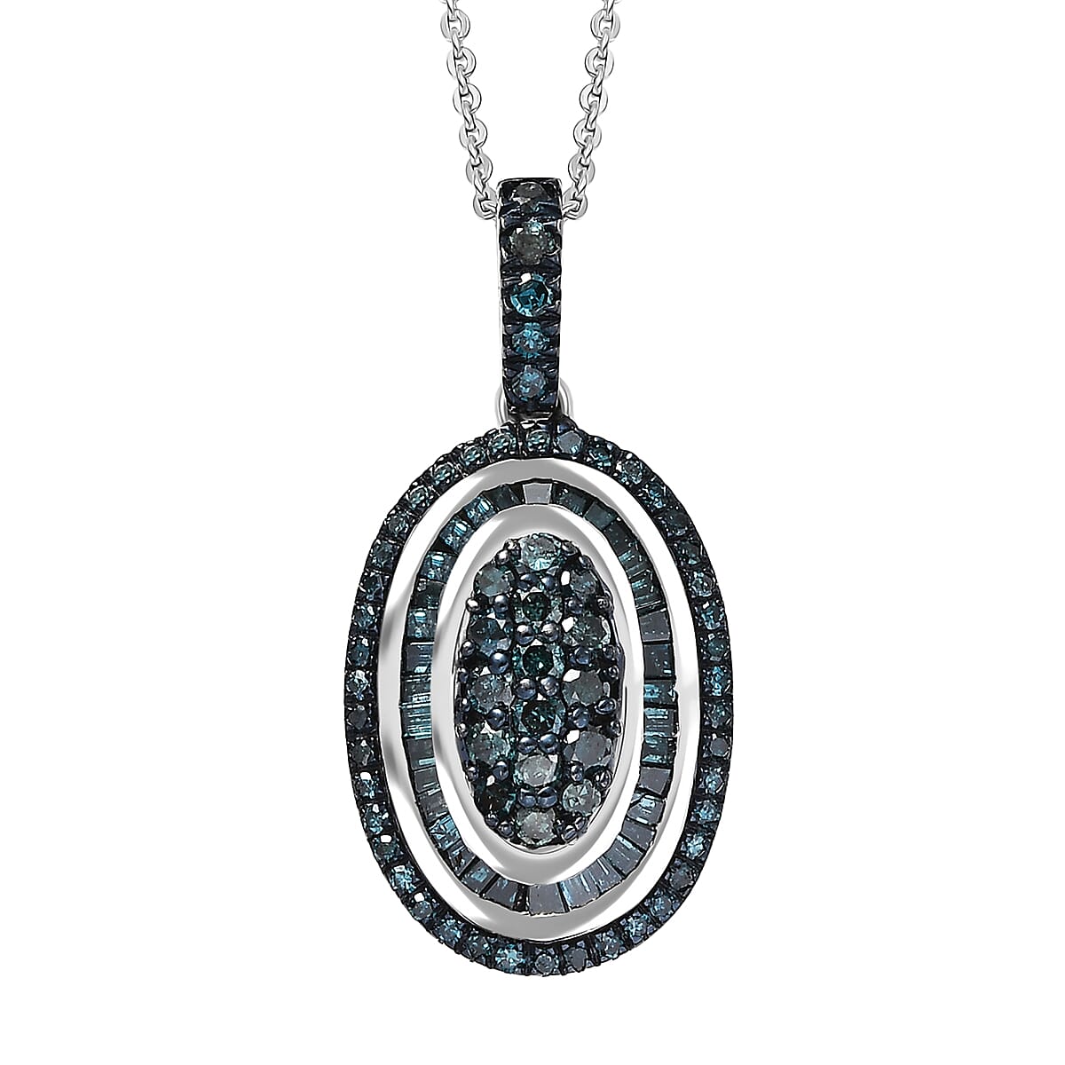 CULLINAN MINE - Blauer Diamant Schmuckset ca. 50 cm 925 Silber Rhodiniert ca. 1.00 ct