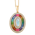 D'Joy AA Natürlicher, äthiopischer Welo Opal, Weißer Zirkon Schmuckset ca. 50 cm 925 Silber 750 Gelbgold Vermeil ca. 2.72 ct