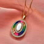 D'Joy AA Natürlicher, äthiopischer Welo Opal, Weißer Zirkon Schmuckset ca. 50 cm 925 Silber 750 Gelbgold Vermeil ca. 2.72 ct