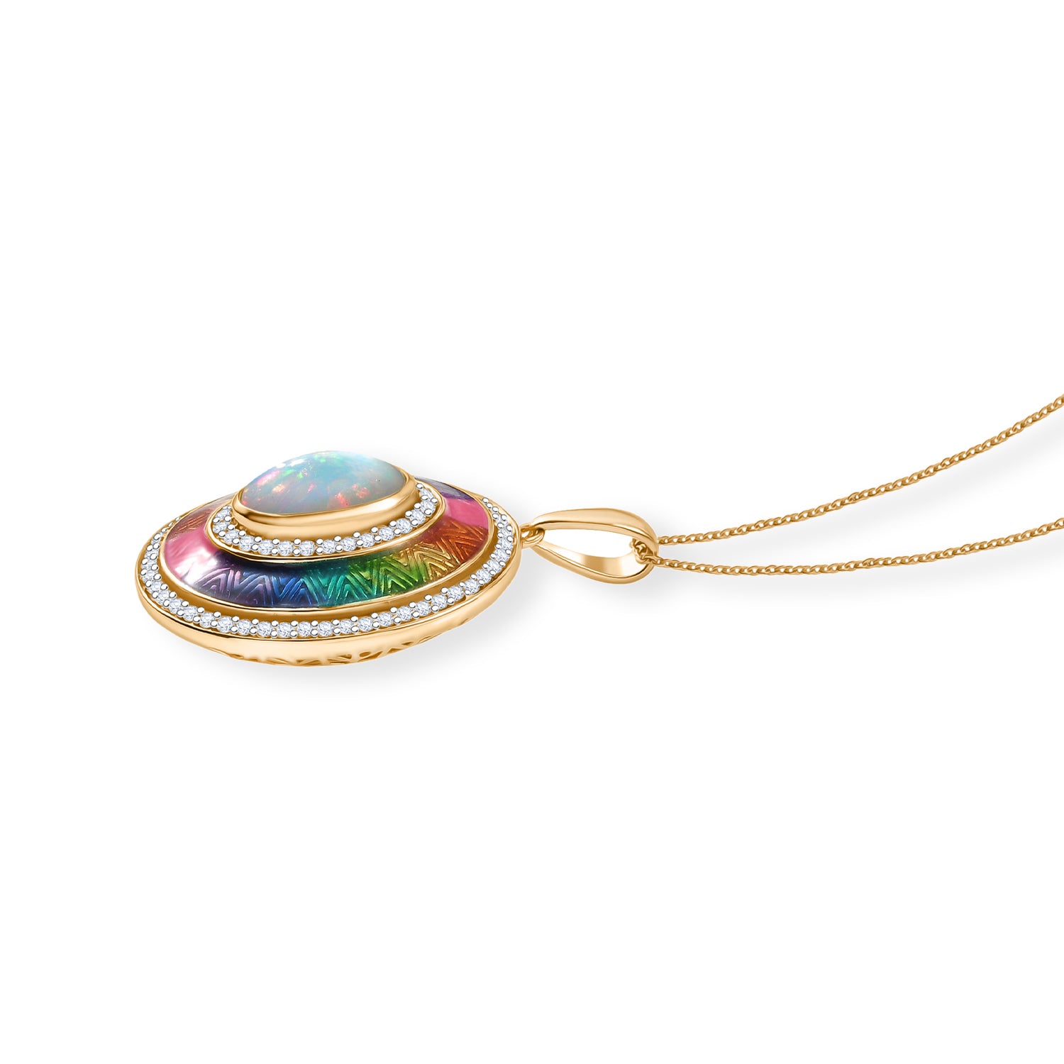 D'Joy AA Natürlicher, äthiopischer Welo Opal, Weißer Zirkon Schmuckset ca. 50 cm 925 Silber 750 Gelbgold Vermeil ca. 2.72 ct