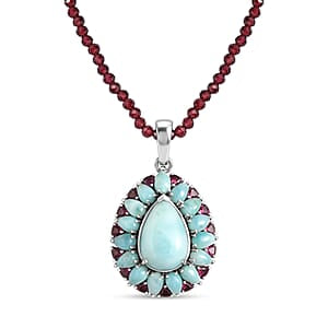 D'Joy Larimar Schmuckset ca. 50 cm 925 Silber Rhodiniert ca. 69,12 ct.