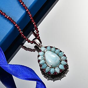 D'Joy Larimar Schmuckset ca. 50 cm 925 Silber Rhodiniert ca. 69,12 ct.