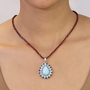 D'Joy Larimar Schmuckset ca. 50 cm 925 Silber Rhodiniert ca. 69,12 ct.