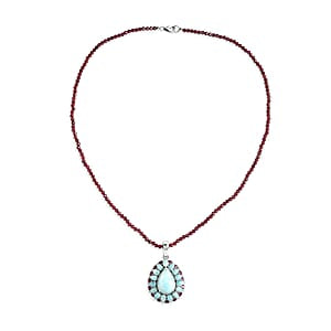 D'Joy Larimar Schmuckset ca. 50 cm 925 Silber Rhodiniert ca. 69,12 ct.