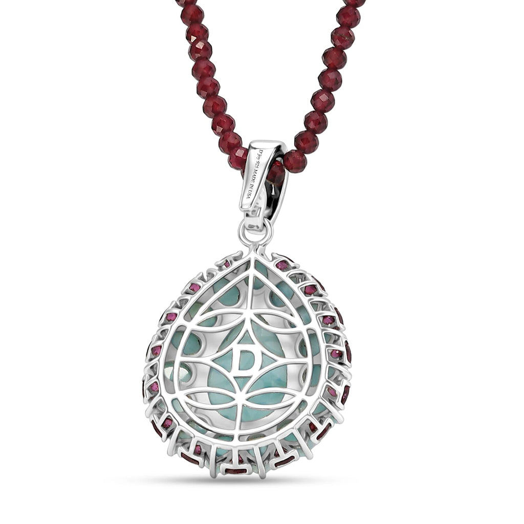 D'Joy Larimar Schmuckset ca. 50 cm 925 Silber Rhodiniert ca. 69,12 ct.