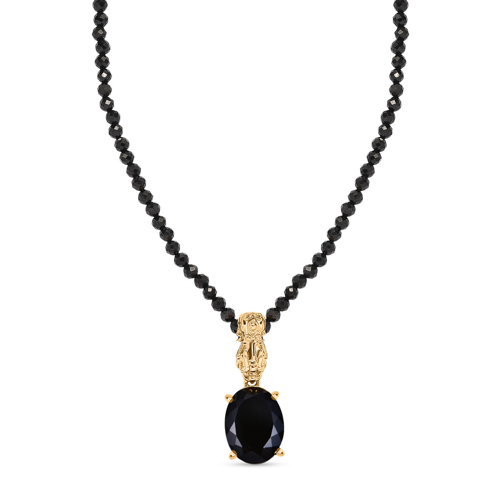 EVER TRUE AA Natürlich Schwarzer Obsidian, Schwarzer Spinell Schmuckset ca. 50 cm ca. 51.00 ct