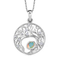 AA Natürlicher, äthiopischer Welo Opal, Weißer Zirkon Anhänger mit Kettte, ca. 50 cm 925 Silber Platiniert ca. 0.41 ct