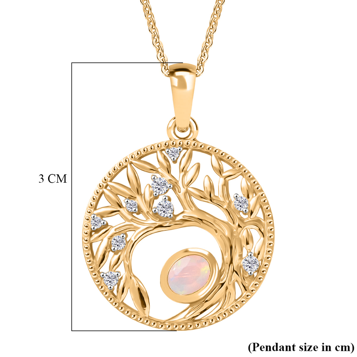 AA Natürlicher, äthiopischer Welo Opal, Weißer Zirkon Anhänger mit Kette, ca. 50 cm 925 Silber Gold, ca. 0.41 ct