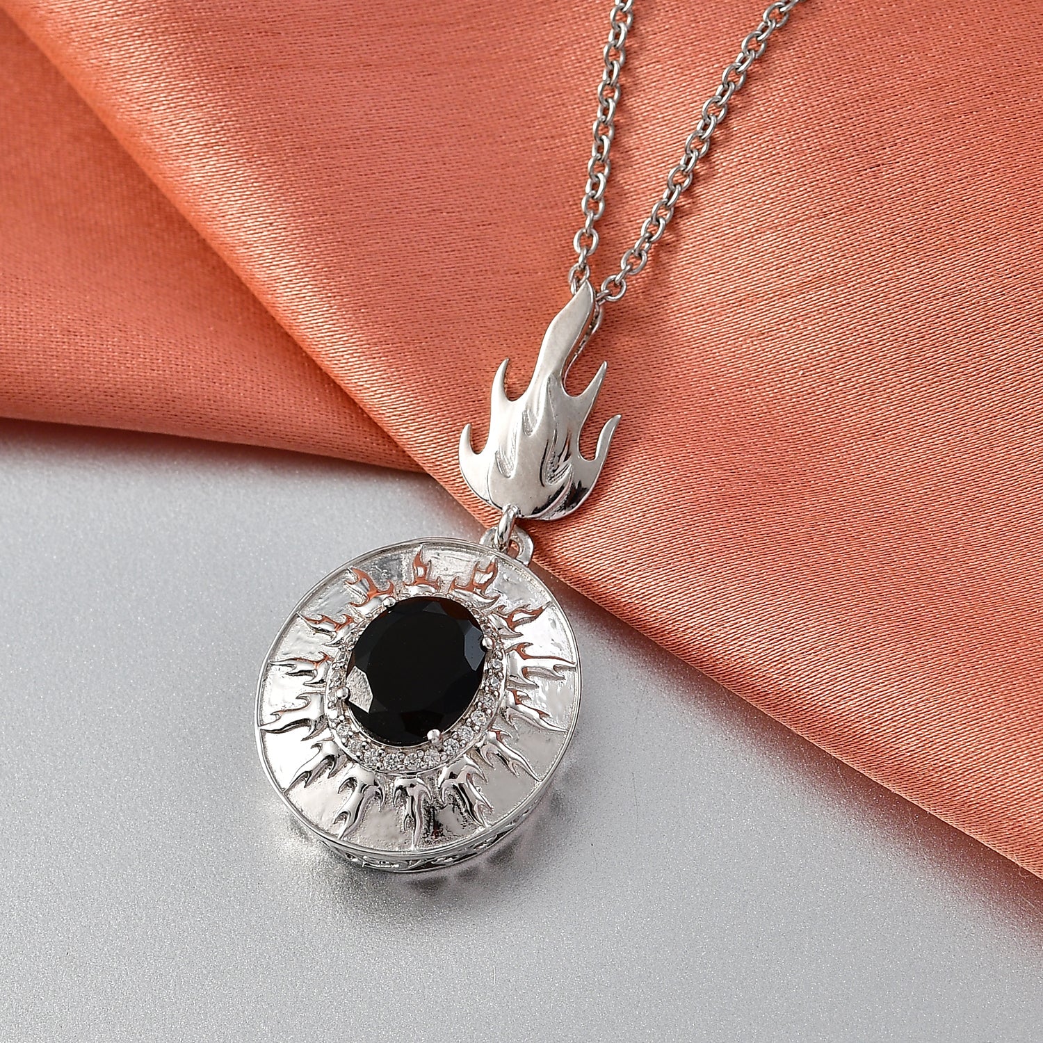 EVER TRUE AA Natürlich Schwarzer Obsidian, Weißer Zirkon Schmuckset ca. 50 cm ca. 2.32 ct