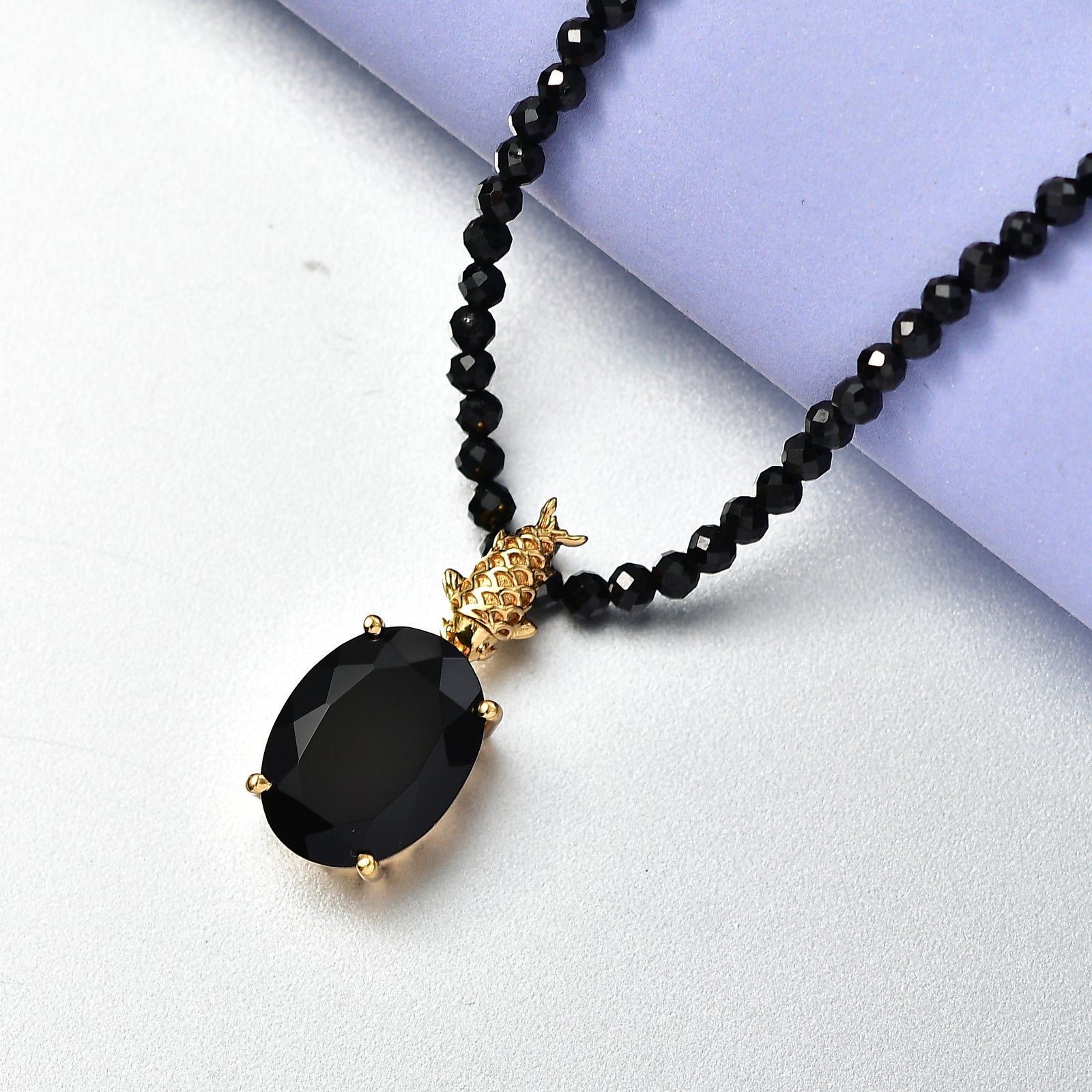 EVER TRUE AA Natürlich Schwarzer Obsidian, Schwarzer Spinell Schmuckset ca. 50 cm ca. 51.00 ct