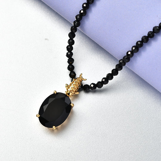 EVER TRUE AA Natürlich Schwarzer Obsidian, Schwarzer Spinell Schmuckset ca. 50 cm ca. 51.00 ct