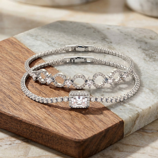 Weißer Zirkonia Schmuckset Nickelfreies Messing