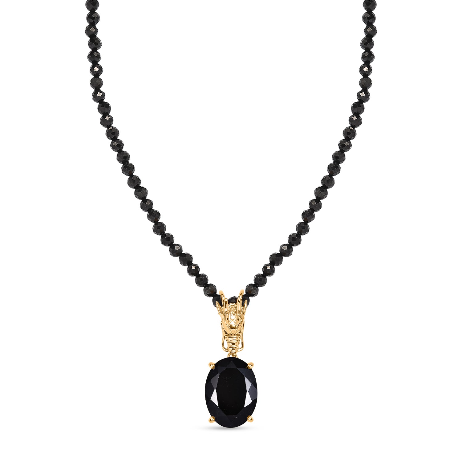 EVER TRUE AA Natürlich Schwarzer Obsidian, Schwarzer Spinell Schmuckset ca. 50 cm ca. 51.37 ct