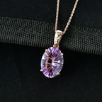 D'Joy AAA Rose De France Amethyst, Weißer Diamant Schmuckset ca. 50 cm 925 Silber 750 Roségold Vermeil ca. 5,27 ct.