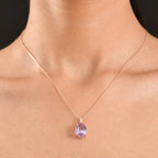 D'Joy AAA Rose De France Amethyst, Weißer Diamant Schmuckset ca. 50 cm 925 Silber 750 Roségold Vermeil ca. 5,27 ct.