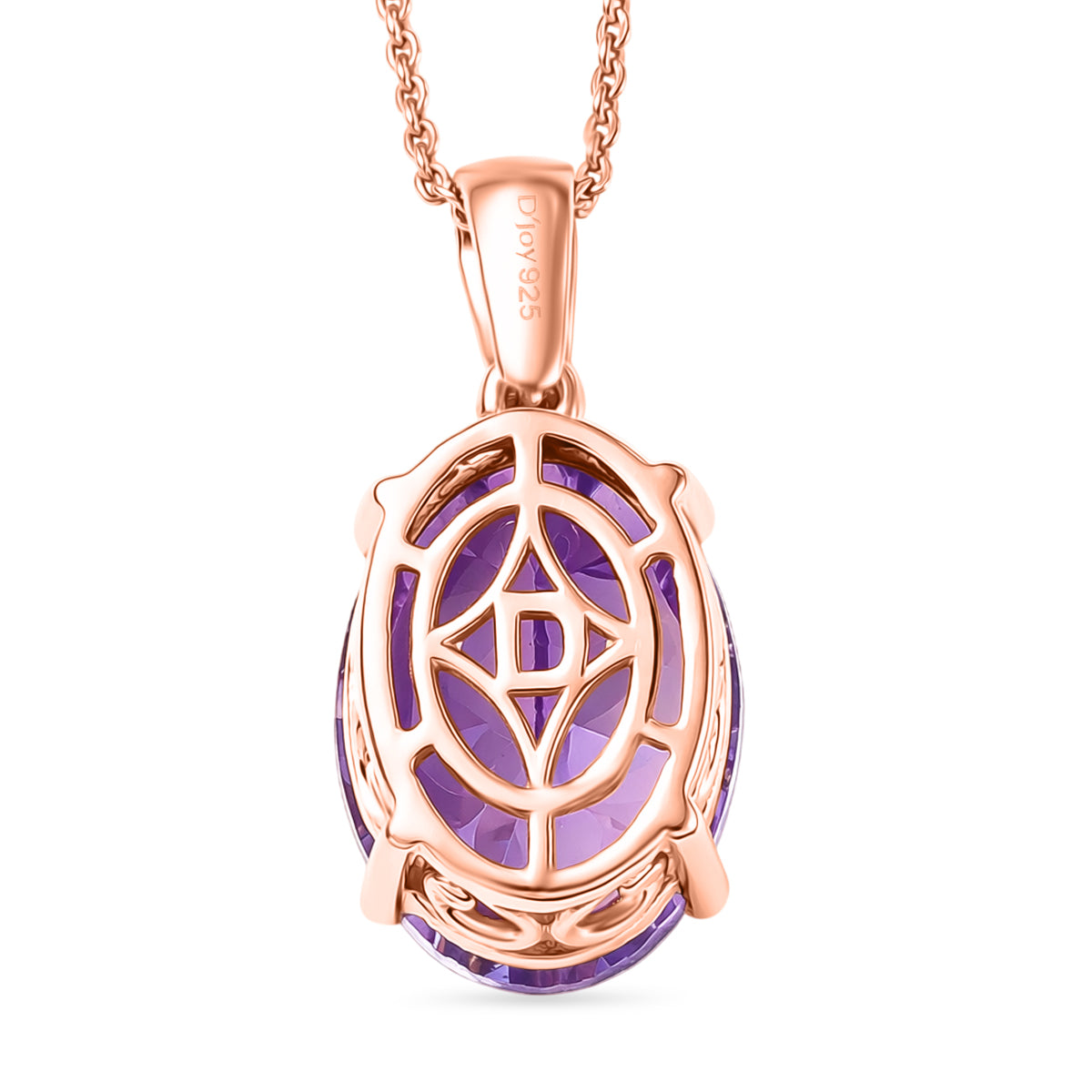 D'Joy AAA Rose De France Amethyst, Weißer Diamant Schmuckset ca. 50 cm 925 Silber 750 Roségold Vermeil ca. 5,27 ct.