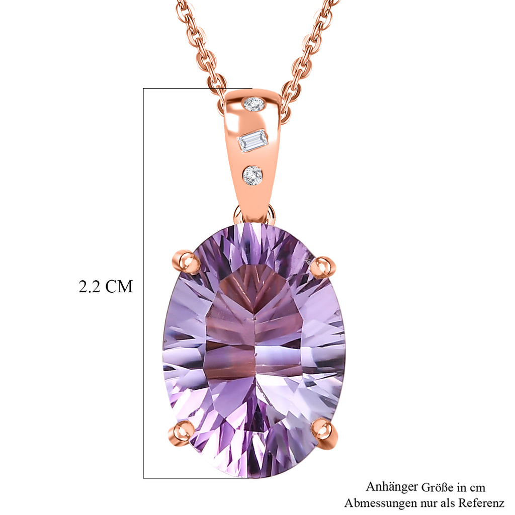 D'Joy AAA Rose De France Amethyst, Weißer Diamant Schmuckset ca. 50 cm 925 Silber 750 Roségold Vermeil ca. 5,27 ct.