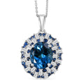D'Joy London Blau Topas, Weißer Zirkon Schmuckset ca. 50 cm 925 Silber rhodiniert ca. 6,72 ct.