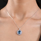 D'Joy London Blau Topas, Weißer Zirkon Schmuckset ca. 50 cm 925 Silber rhodiniert ca. 6,72 ct.