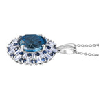 D'Joy London Blau Topas, Weißer Zirkon Schmuckset ca. 50 cm 925 Silber rhodiniert ca. 6,72 ct.