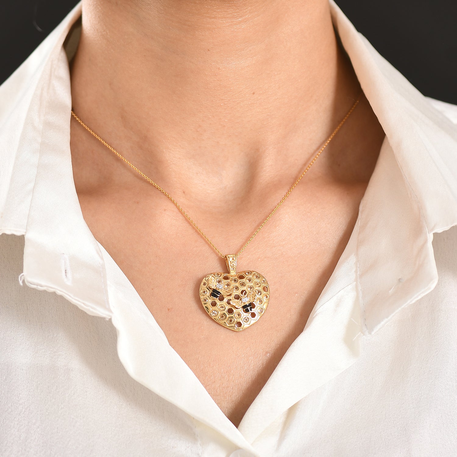 GP - Citrin Schmuckset ca. 50 cm 925 Silber 750 Gelbgold Vermeil ca. 0,90 ct.