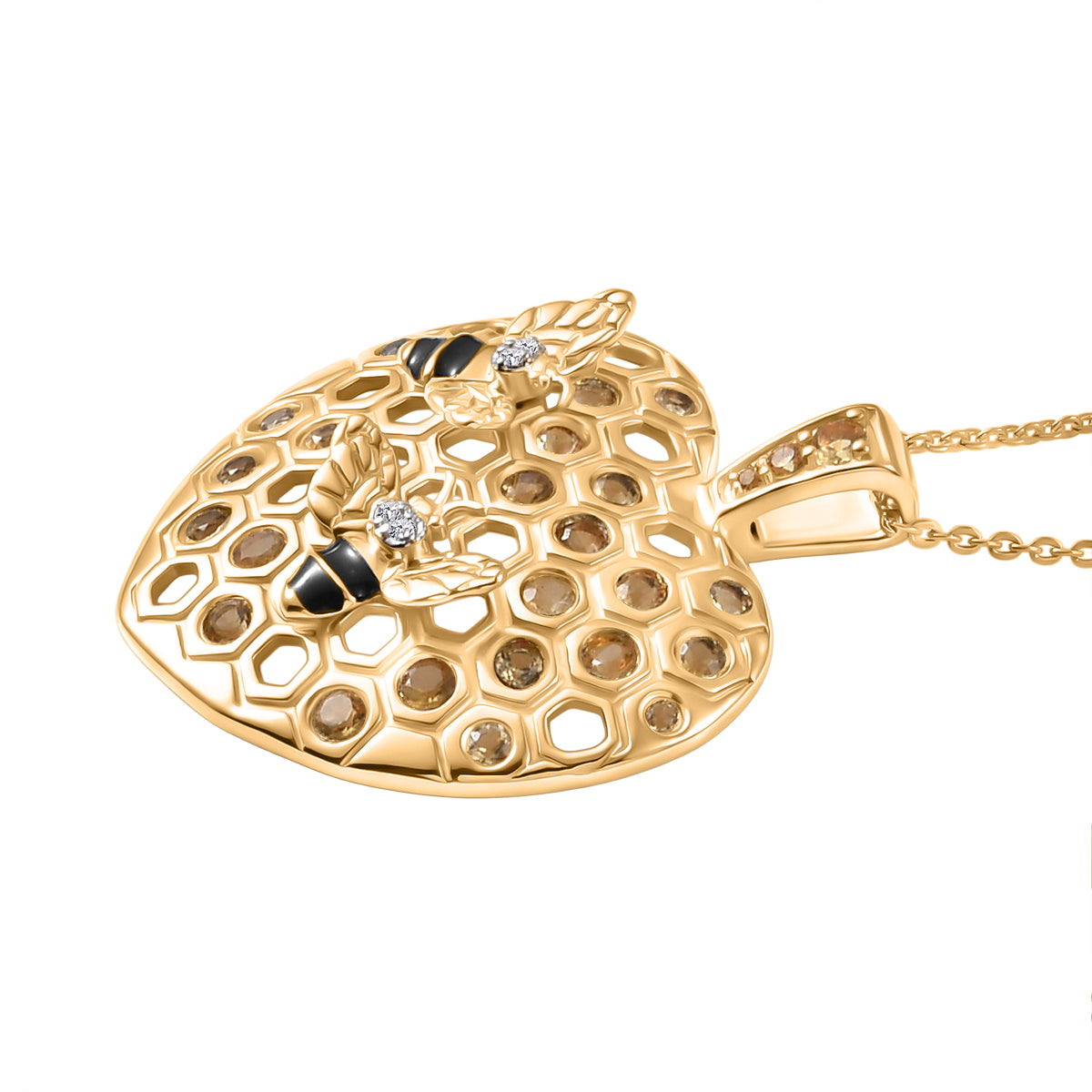 GP - Citrin Schmuckset ca. 50 cm 925 Silber 750 Gelbgold Vermeil ca. 0,90 ct.