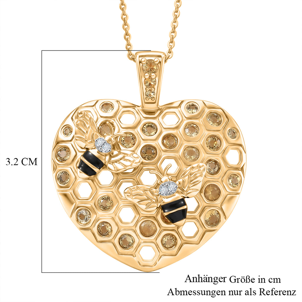 GP - Citrin Schmuckset ca. 50 cm 925 Silber 750 Gelbgold Vermeil ca. 0,90 ct.