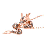 GP - Kanchanaburi Blauer Saphir, Natürlicher Champagner Diamant Schmuckset ca. 50 cm 925 Silber 750 Roségold Vermeil ca. 0,25 ct.