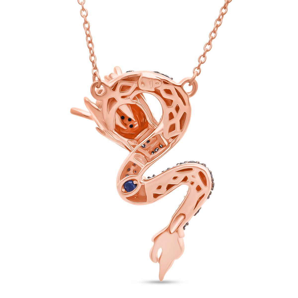 GP - Kanchanaburi Blauer Saphir, Natürlicher Champagner Diamant Schmuckset ca. 50 cm 925 Silber 750 Roségold Vermeil ca. 0,25 ct.