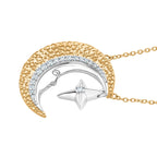 GP - Kanchanaburi Blauer Saphir, Weißer Diamant Schmuckset ca. 50 cm, 925 Silber Rhodiniert und 750 Gelbgold Vermeil ca. 0,15 ct.