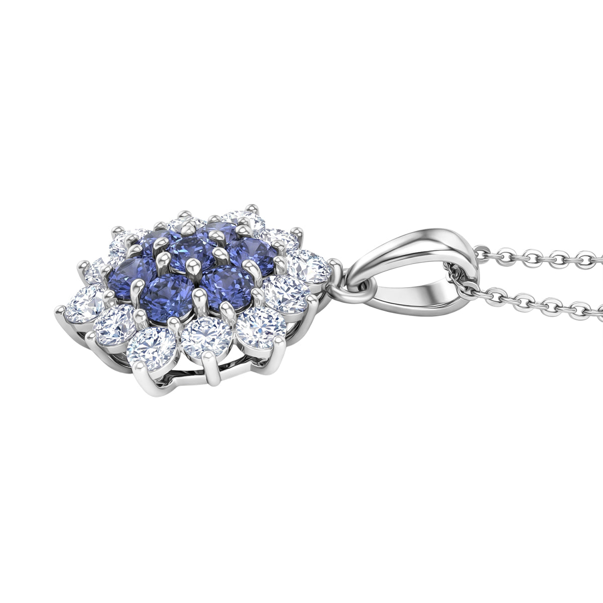 D'Joy AA Tansanit, Moissanit Schmuckset ca. 50 cm 925 Silber rhodiniert ca. 1,67 ct.