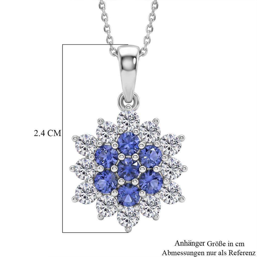 D'Joy AA Tansanit, Moissanit Schmuckset ca. 50 cm 925 Silber rhodiniert ca. 1,67 ct.