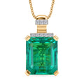 D'Joy Smaragd-Quarz Triplette, Weißer Zirkon Schmuckset ca. 50 cm 925 Silber 750 Gelbgold Vermeil ca. 7,21 ct.