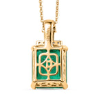D'Joy Smaragd-Quarz Triplette, Weißer Zirkon Schmuckset ca. 50 cm 925 Silber 750 Gelbgold Vermeil ca. 7,21 ct.