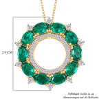 D'Joy Smaragd-Quarz Triplette, Weißer Zirkon Schmuckset ca. 50 cm 925 Silber 750 Gelb Vergoldet ca. 6,53 ct.