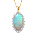 LUXURIANT - AAA Natürlicher, äthiopischer Welo Opal, Lab Grown Diamant Schmuckset ca. 50 cm 925 Silber 750 Gelbgold vermeil ca. 3.83 ct