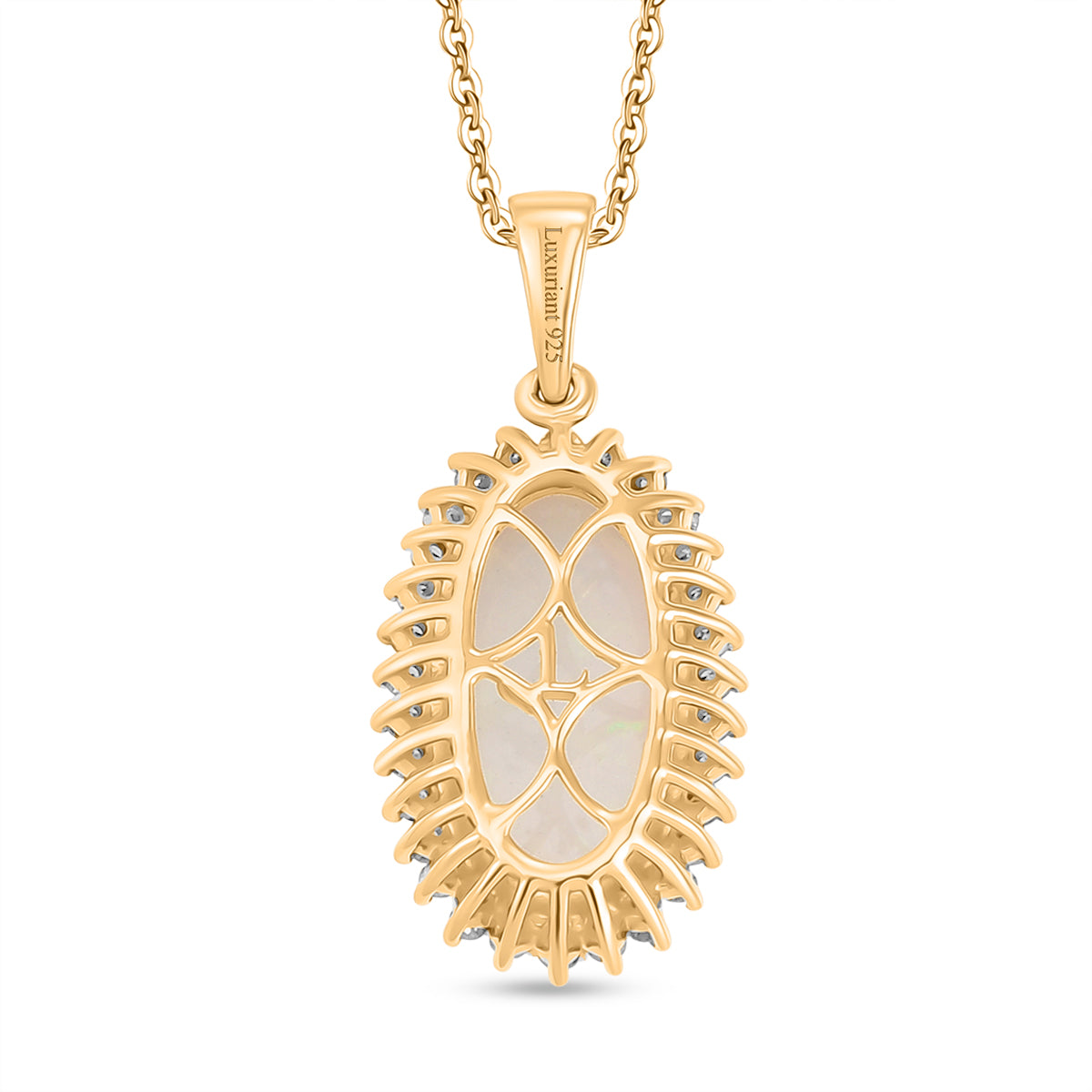 LUXURIANT - AAA Natürlicher, äthiopischer Welo Opal, Lab Grown Diamant Schmuckset ca. 50 cm 925 Silber 750 Gelbgold vermeil ca. 3.83 ct