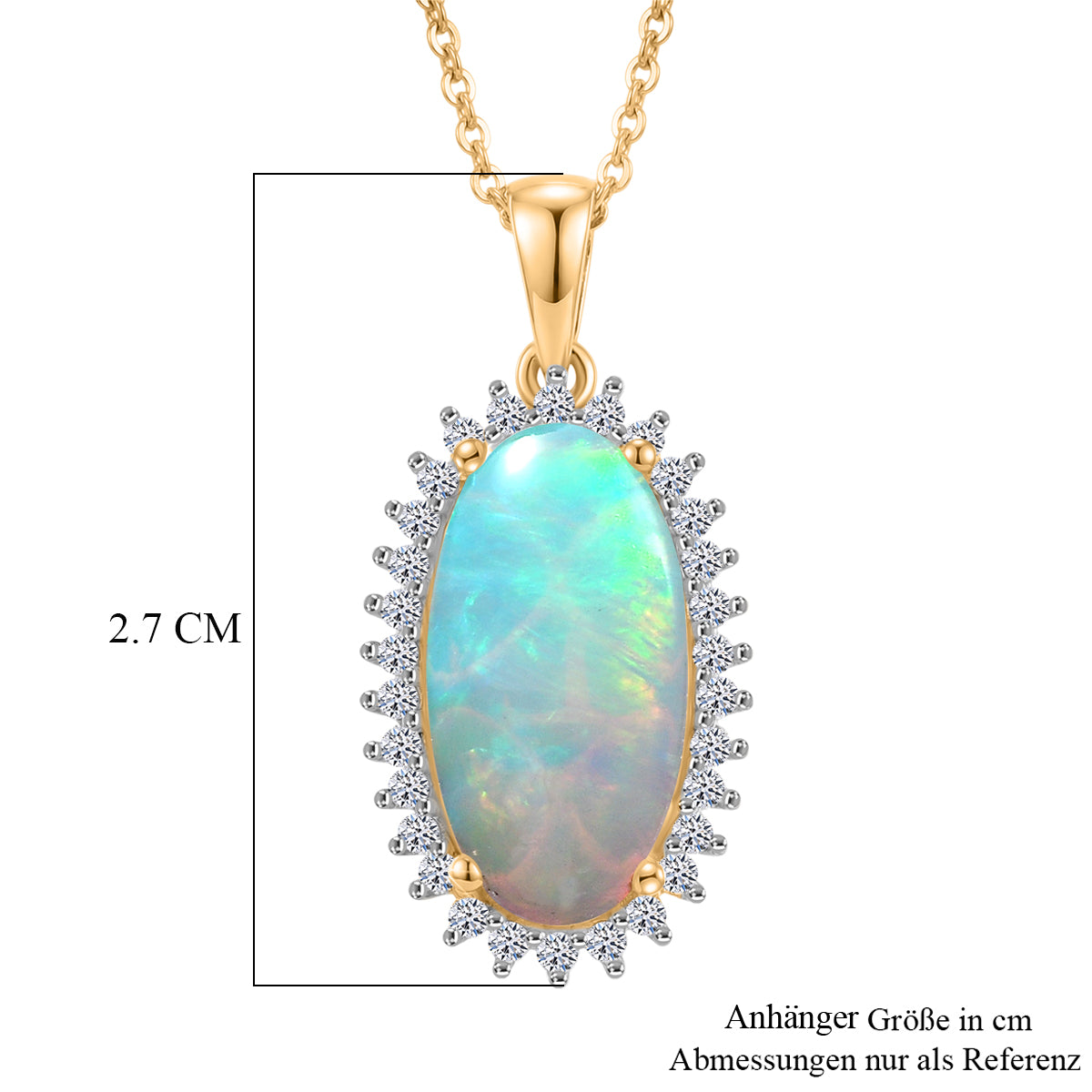 LUXURIANT - AAA Natürlicher, äthiopischer Welo Opal, Lab Grown Diamant Schmuckset ca. 50 cm 925 Silber 750 Gelbgold vermeil ca. 3.83 ct