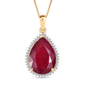 LUXURIANT DIAMOND - AA Niassa Rubin, Lab Grown Diamant Schmuckset ca. 50 cm 925 Silber 750 Gelbgold Vermeil ca. 19.86 ct