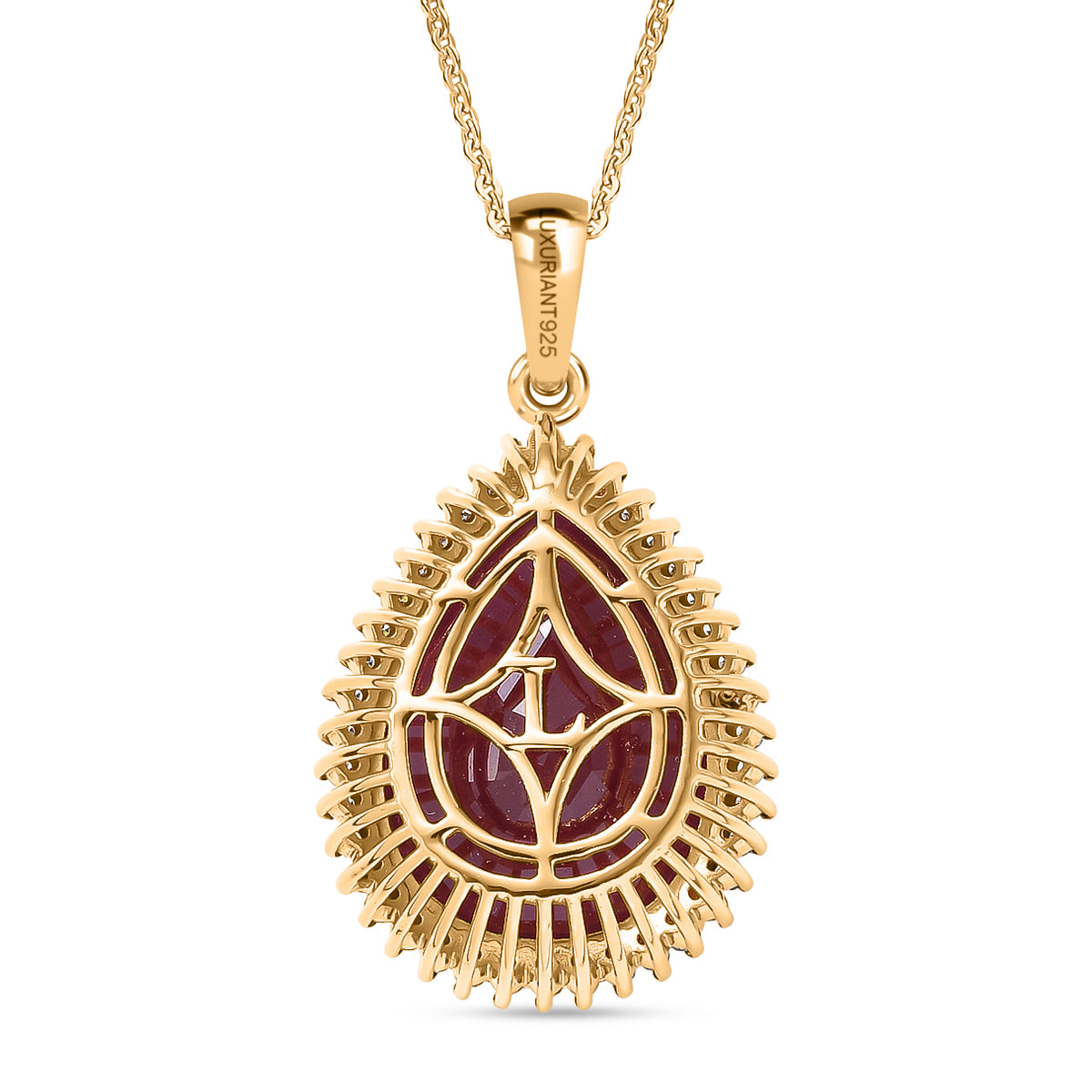 LUXURIANT DIAMOND - AA Niassa Rubin, Lab Grown Diamant Schmuckset ca. 50 cm 925 Silber 750 Gelbgold Vermeil ca. 19.86 ct