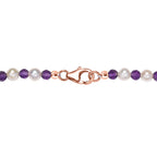 D'Joy AA Rose De France Amethyst, Perle Schmuckset ca. 50 cm 925 Silber 750 Roségold Vermeil