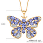 D'Joy Tansanit Schmuckset ca. 50 cm 925 Silber 750 Gelbgold Vermeil ca. 4,46 ct.