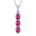 D'Joy AA Burmesischer Rubin, Moissanit Schmuckset ca. 50 cm 925 Silber Rhodiniert ca. 3,50 ct.