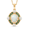 D'Joy Natürlicher, äthiopischer Welo Opal, Perle (4 mm) Schmuckset ca. 50 cm 925 Silber 750 Gelbgold Vermeil