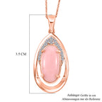 D'Joy AA Rosa Opal, Weißer Zirkon Anhänger mit Kette, ca. 50 cm 925 Silber 750 Roségold Vermeil ca. 4.25 ct