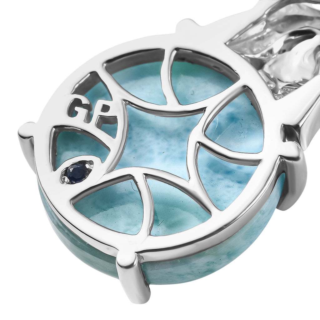 GP - Larimar, Natürlicher Chromdiopsid Schmuckset ca. 50 cm 925 Silber rhodiniert ca. 15,43 ct.