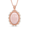 D'Joy AA Rosa Opal, Süßwasser Perle (3mm) Anhänger mit Kette, ca. 50 cm 925 Silber 750 Roségold Vermeil